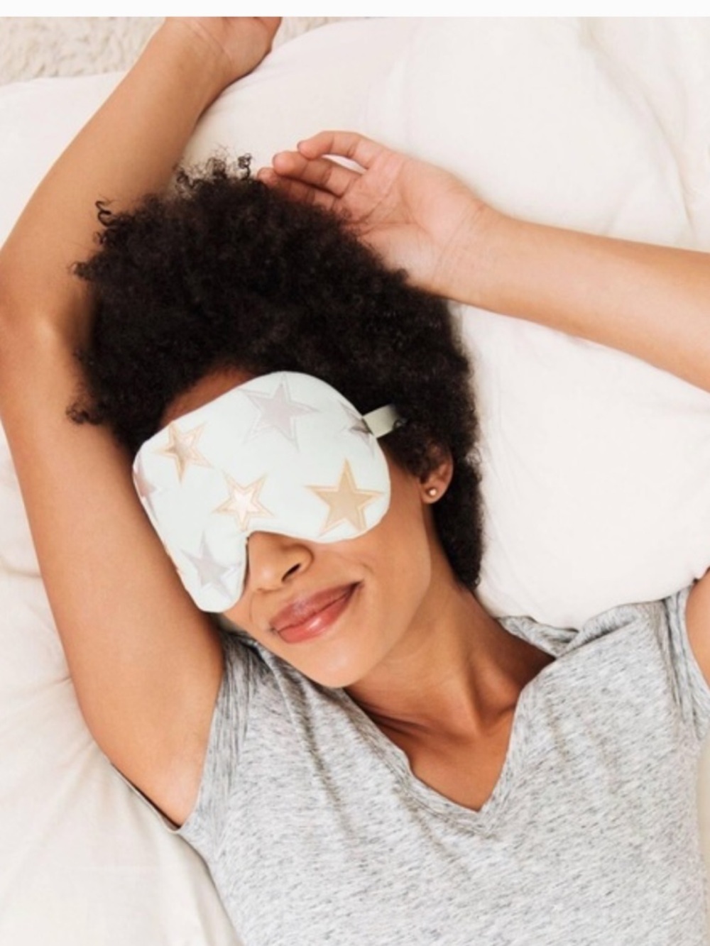 Free People x understated eye mask embroidered starry gold mint travel - Picture 6 of 10